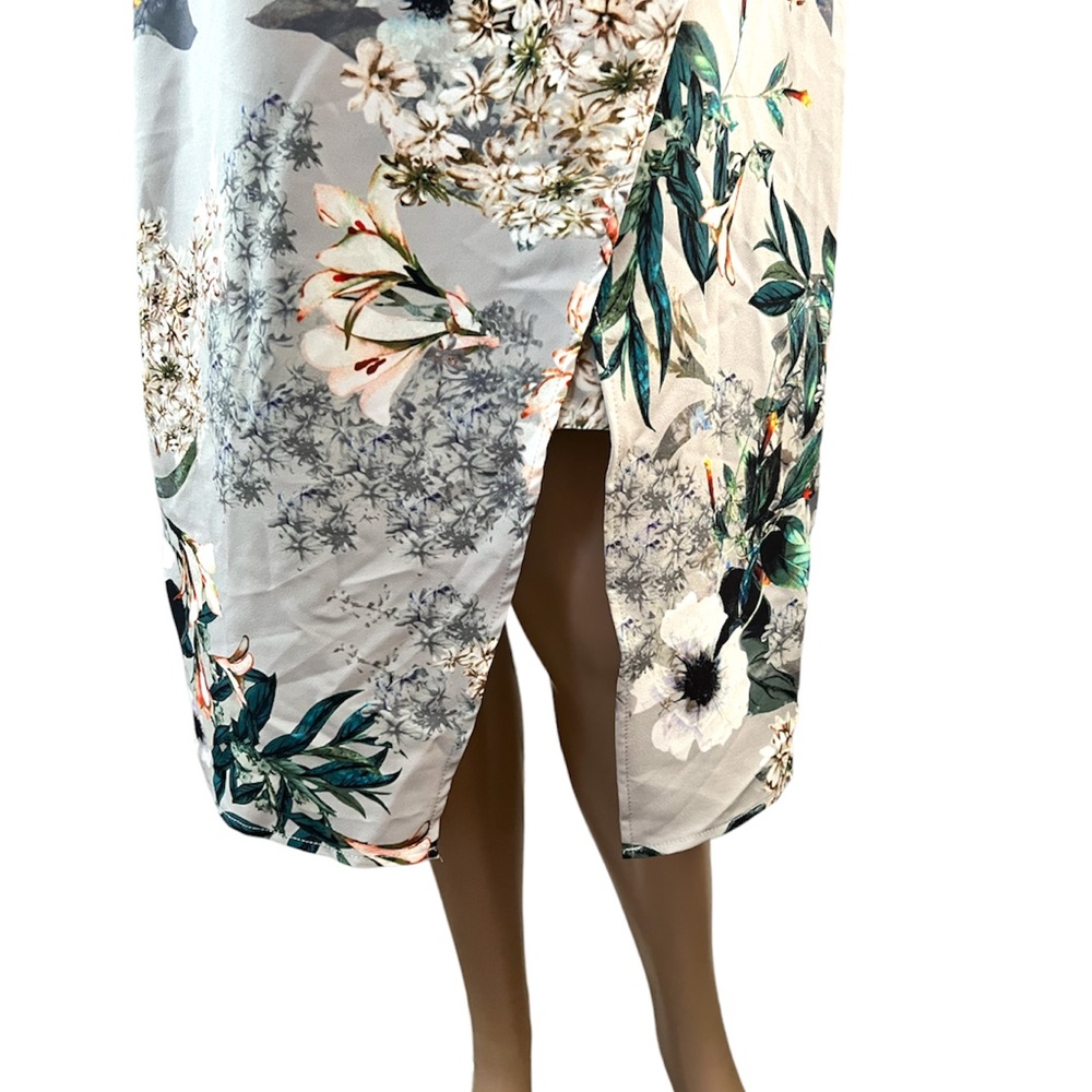 A.B.S. COLLECTION | BLUE FLORAL FUAX WRAP DRESS - Picture 7 of 12